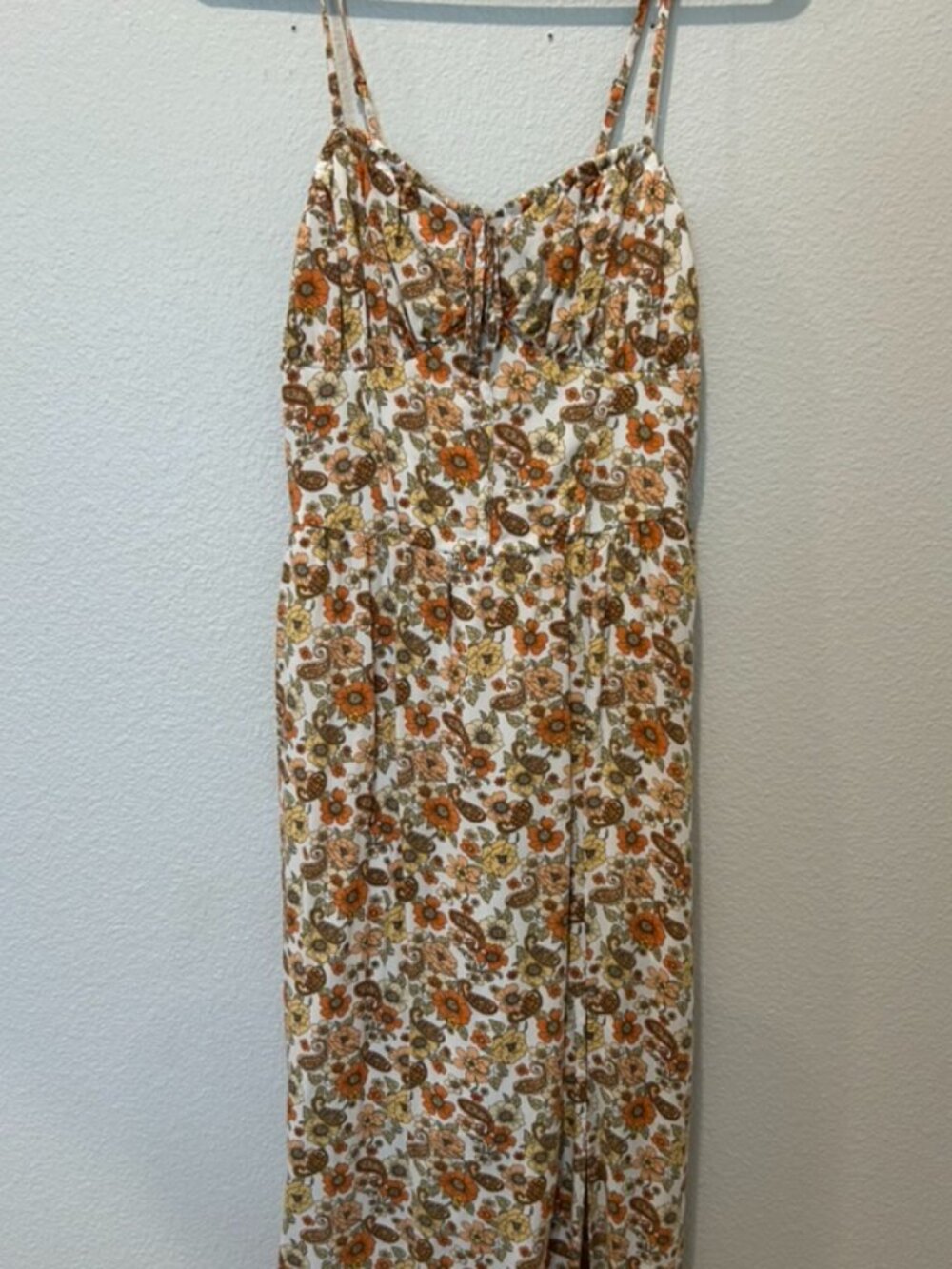 Floral Summer Dress, Orange and Yellow, Size S - Picture 2 of 4
